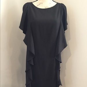 Donna Morgan Black Ruffle Dress Sz 8 LBD